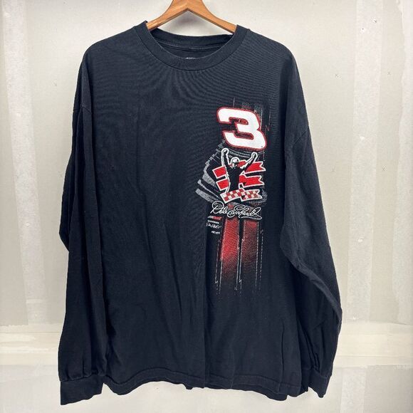 Nascar Dale Earnhardt Long Sleeve Black Crewneck Tee Shirt Size 2XL EUC - Picture 1 of 4